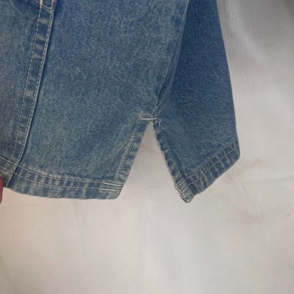 Chic Denim Jacket Hooded Soft Full Zip 100% Cotton Casual Cool Retro Y2K Size LG - Picture 4 of 11